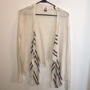 Cream with grey striped cardigan